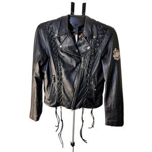 Harley Davidson‎ Riding Jacket 2000 Women Medium Lace-up Corset leather
